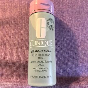 New Full Size Clinique “ All About Clean” liquid mild facial soap.